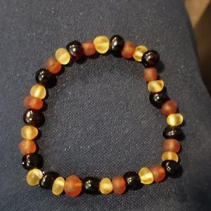 Unisex 7.2 inch Genuine Multi Colored Baltic Amber stretch bead bracelet